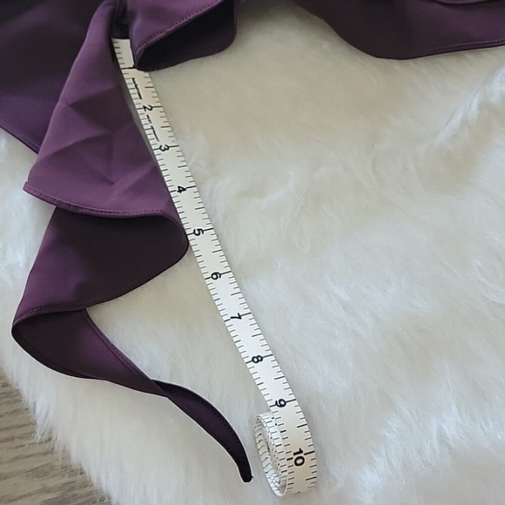 SAKS FIFTH AVENUE Plum Cascading Trailing Ruffle Party Date Night Glam Cami M - Picture 9 of 10